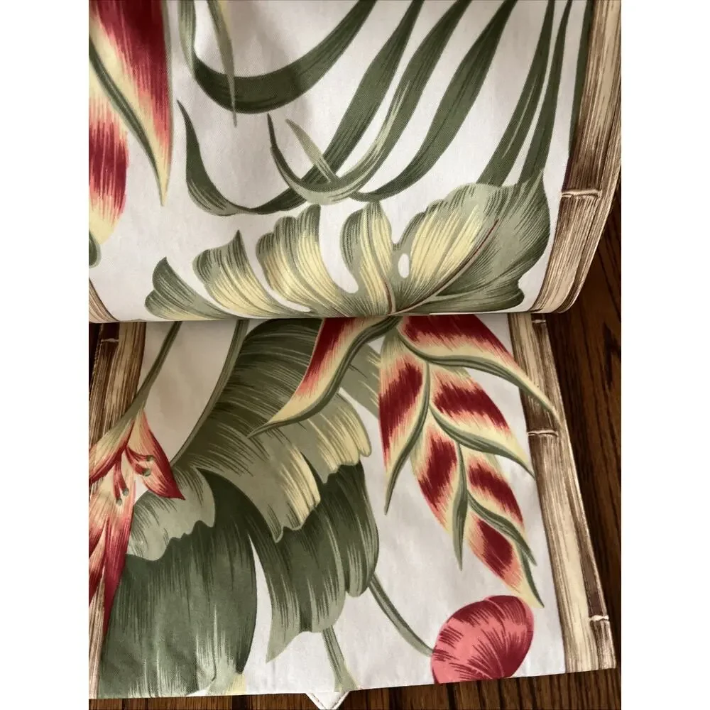 Hawaiian Table Runner: Hawaiian Flower‎ Red, Beige, Green tropical 13”x 108” NWT
